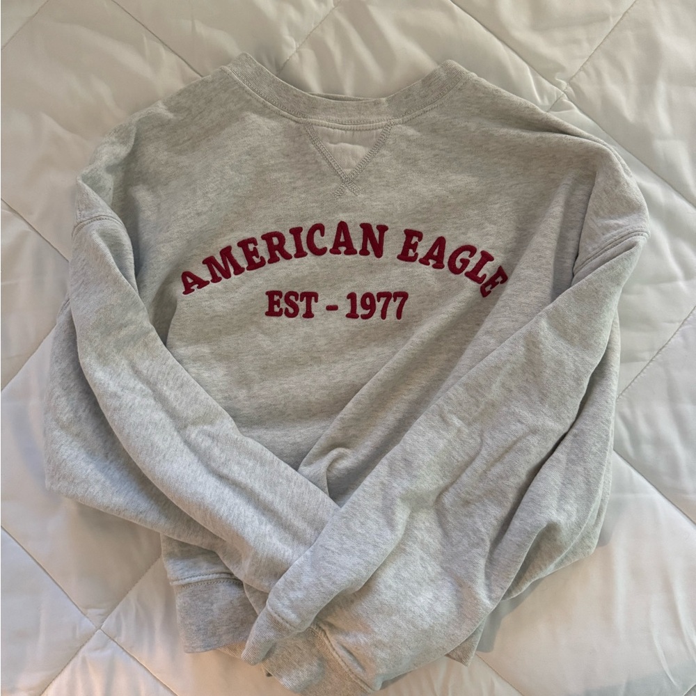 American Eagle Outfitters Gray Sweatshirt with Red Lettering